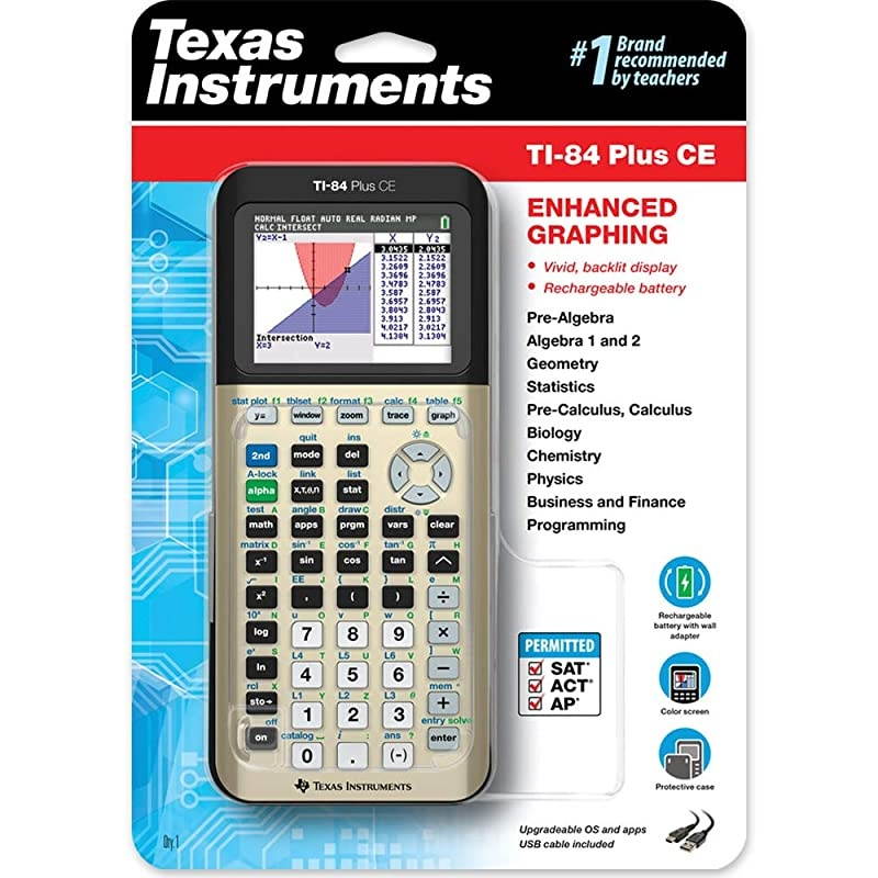 TI-84 Plus CE Color Graphing Calculator, Golden Ratio (Metallic)