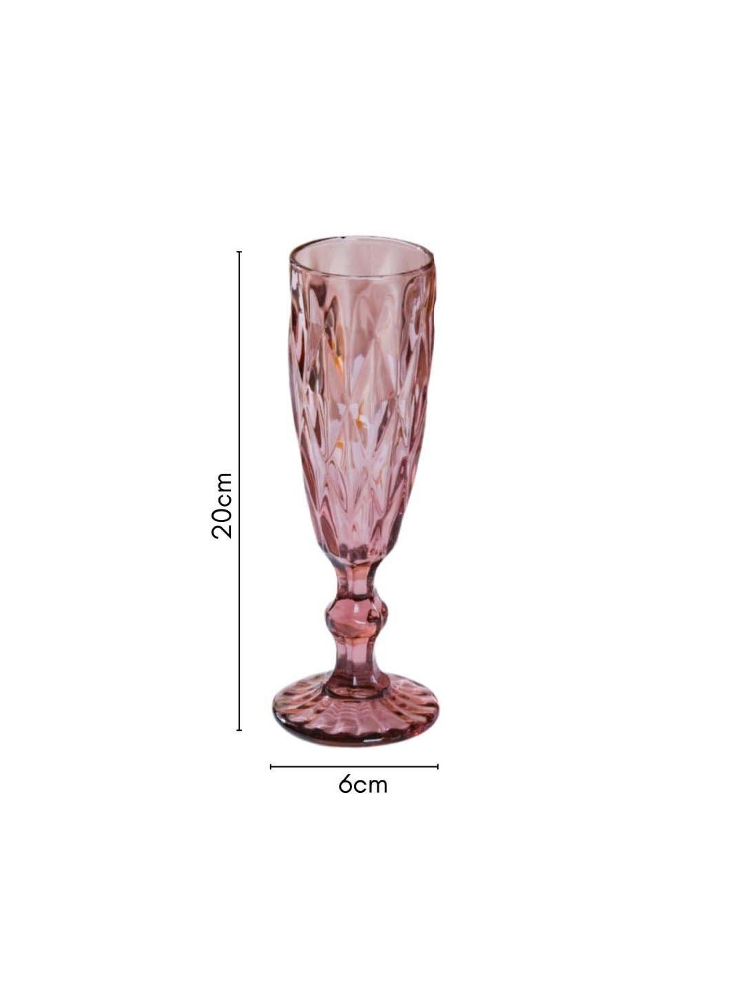 Nestasia high quality Crystal Textured Mauve Champagne Glasswareset with Stem(Set Of 6, each 150 ml)