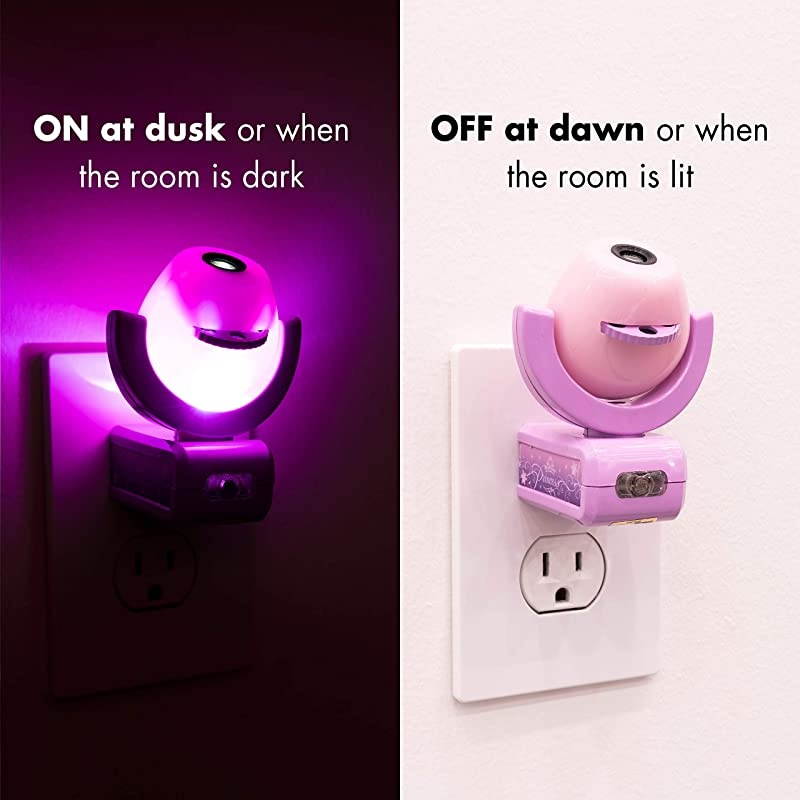 Disney Princess 6Image LED Night Light Projector DusktoDawn Sensor Project Princesses Cinderella Ariel Aurora Belle amp Rapunzel on Ceiling Wall or Floor PinkPurple 11738