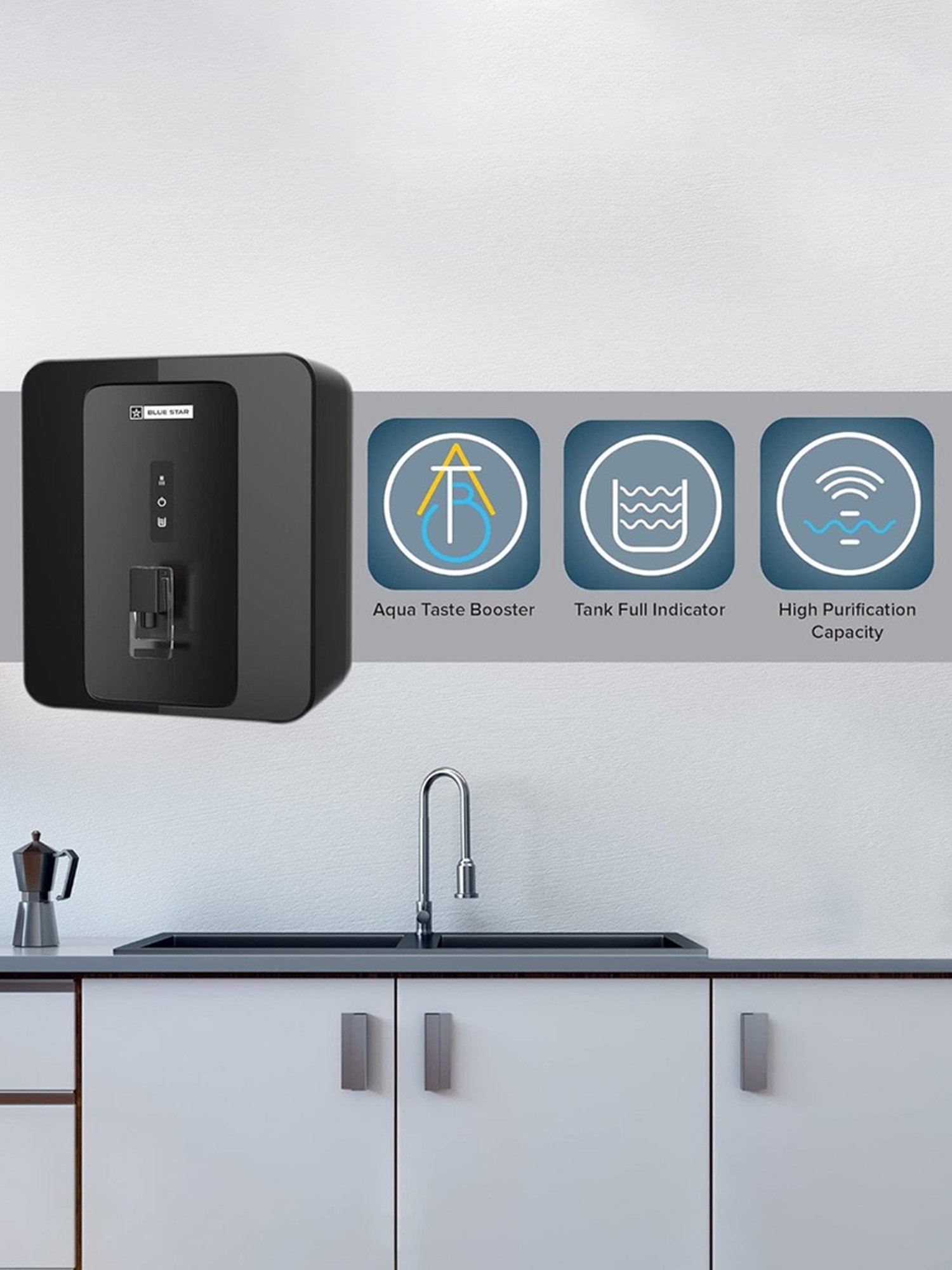 Blue Star Excelle Water Purifier 6L with RO+UV+UF (Black)