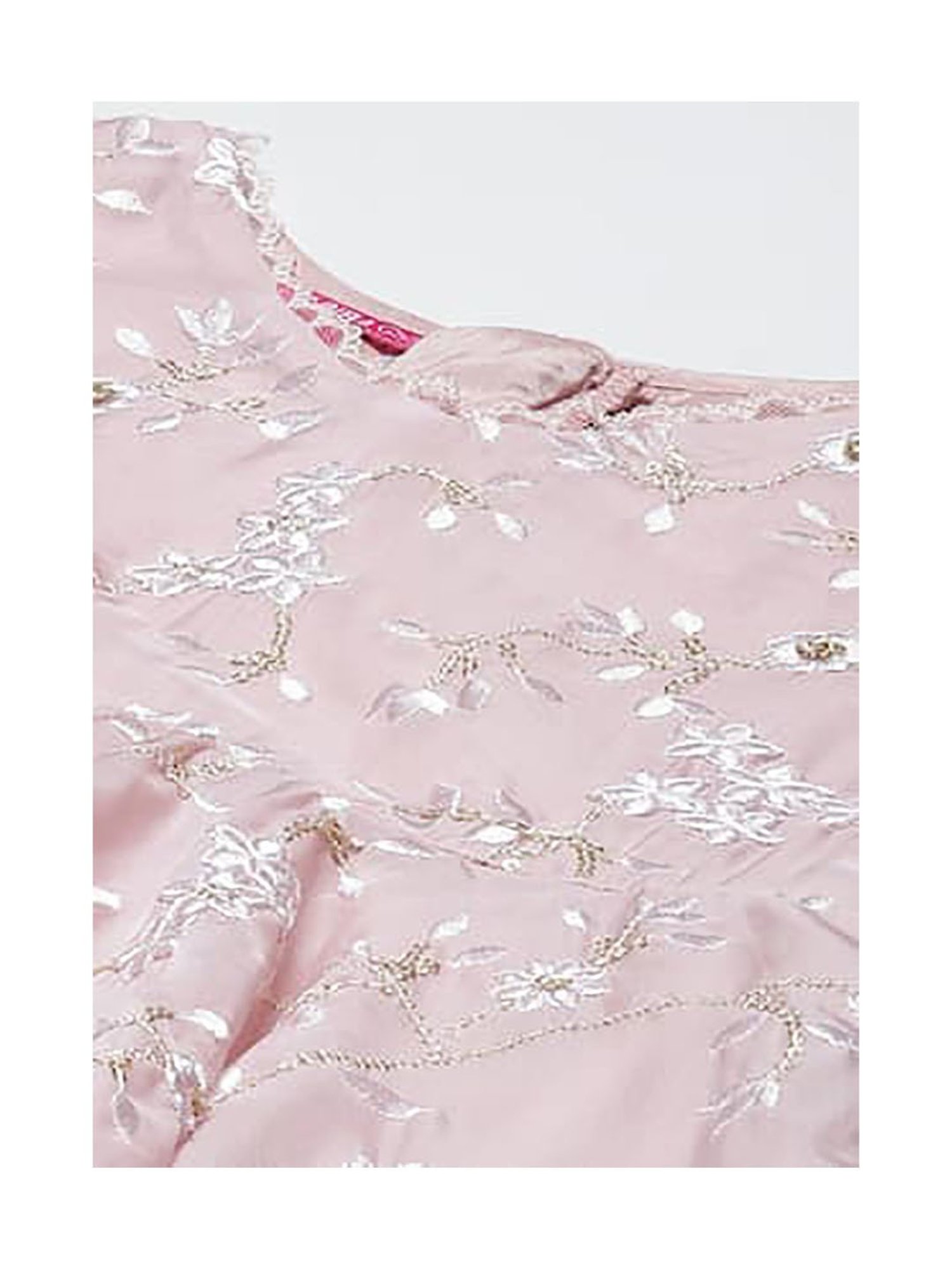 BIBA Girls Light Pink Embroidered Gown