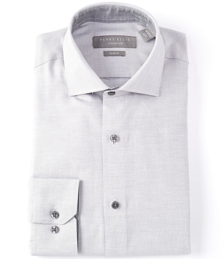 Psycho Bunny Non-Iron Modern Fit Spread Collar Solid Dress Shirt