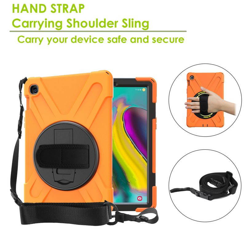 Galaxy Tab A 10.1 Case, Fits 2019 T510/T515 Shockproof Heavy Duty Shield Case Kickstand, Shoulder Strap Sling, Hand/Palm Strap For Samsung Galaxy Tab A 10.1 (2019) SM-T510 / SM-T515 (Red)