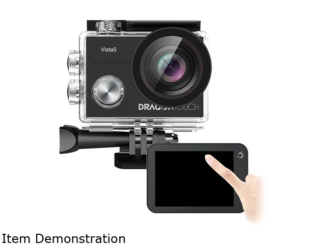 Dragon Touch Vista 5 Action Camera Native 4K 20MP Ultra HD Touch Screen EIS 4X Zoom Remote Control WiFi Waterproof Support External Mic 2x 1350mAh Batteries and Mounting Accessories Kit