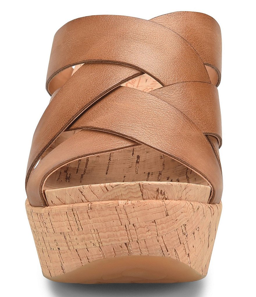 Kork-Ease Aria Woven Leather Cork Wedge Slide Sandals