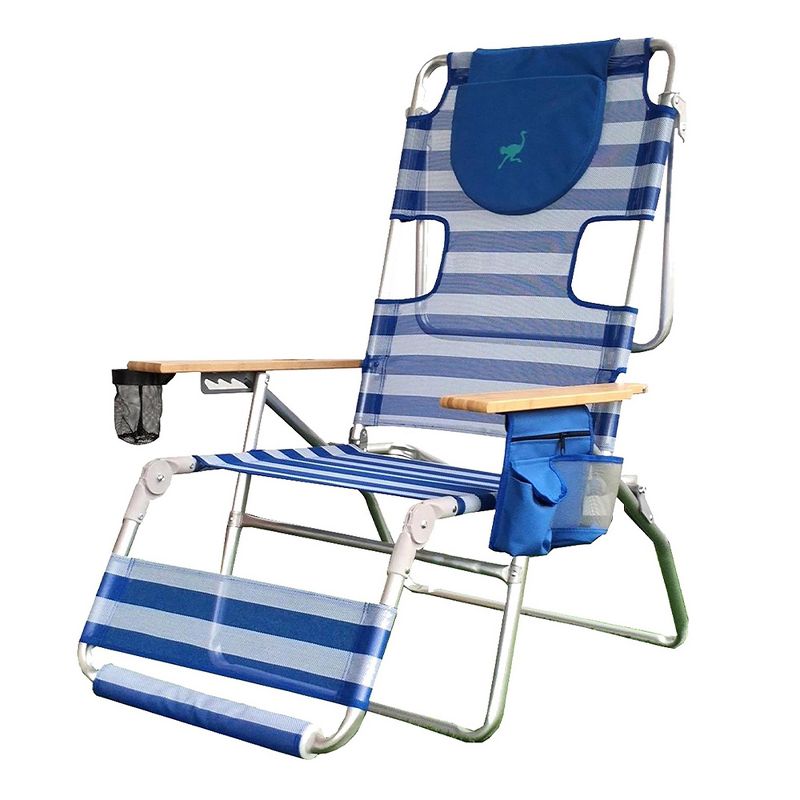 Copa Backpack Single Position Folding Aluminum Beach or Poolside Lounge Chair with Backpack Straps, Dark Blue