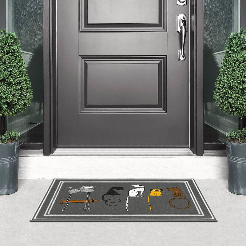 2'x3' Fashionables Deluxe Hello Dogs Doormat Gray - Apache Mills