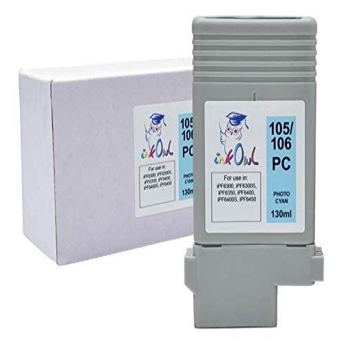 InkOwl Compatible Ink Cartridge Replacement for CANON PFI-105PC, PFI-106PC (130ml, Photo Cyan) for iPF6300, iPF6300S, iPF6350, iPF6400, iPF6400S, and iPF6450 printers