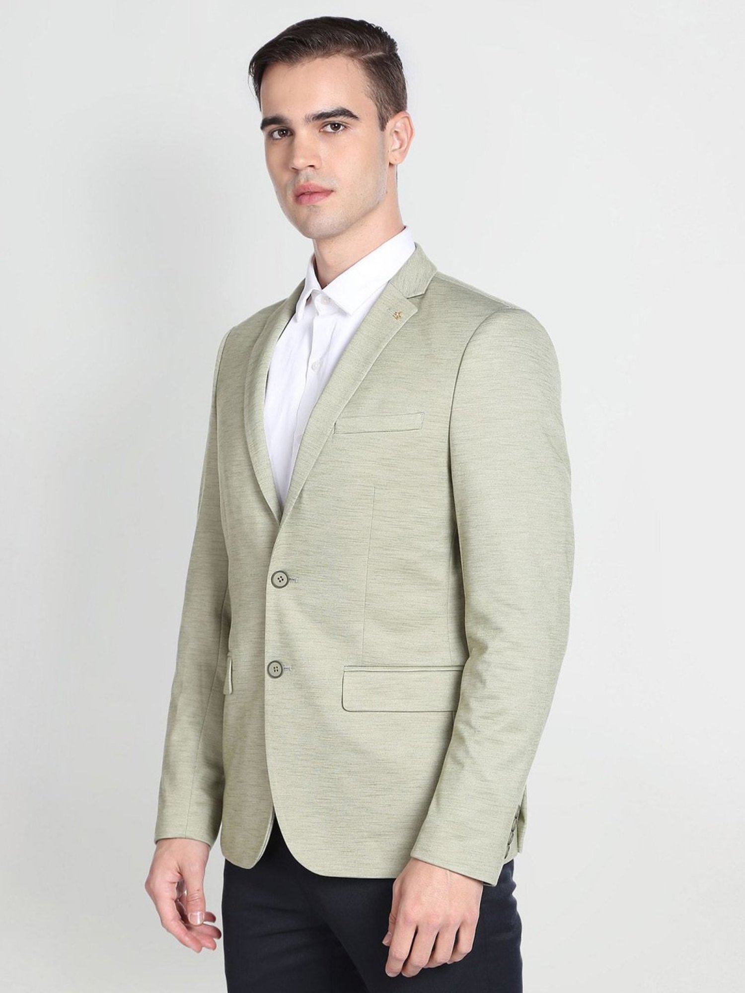 Arrow Green Slim Fit Heathered Blazer