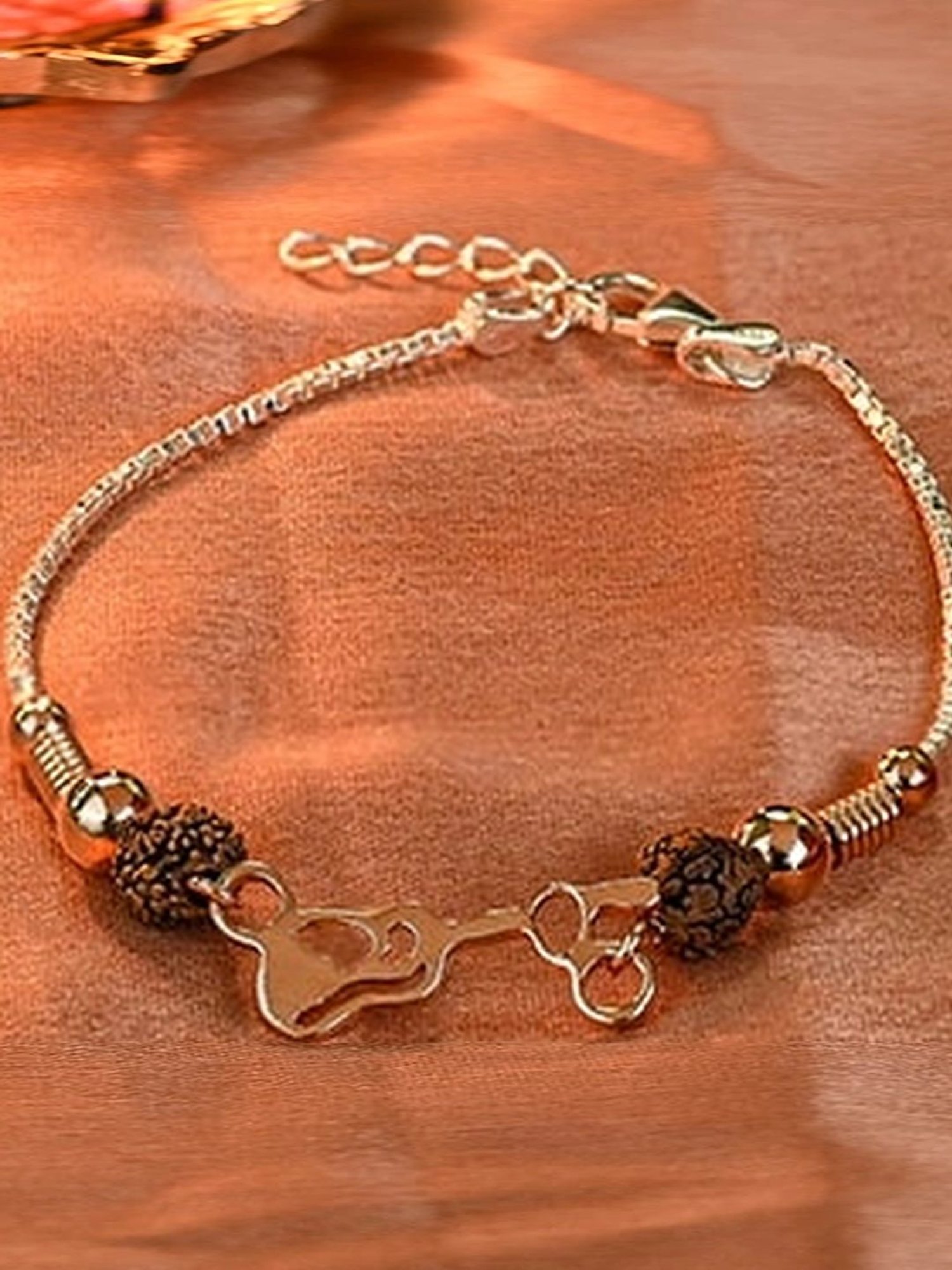 Touch925 Gold Color Guitar Rakhi cum Bracelet in Sterling Silver for Boys