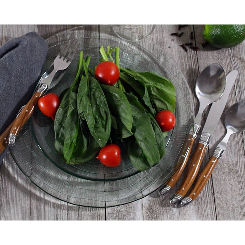 20pc Stainless Steel Laguiole Wood Grain Flatware Set Brown - French Home