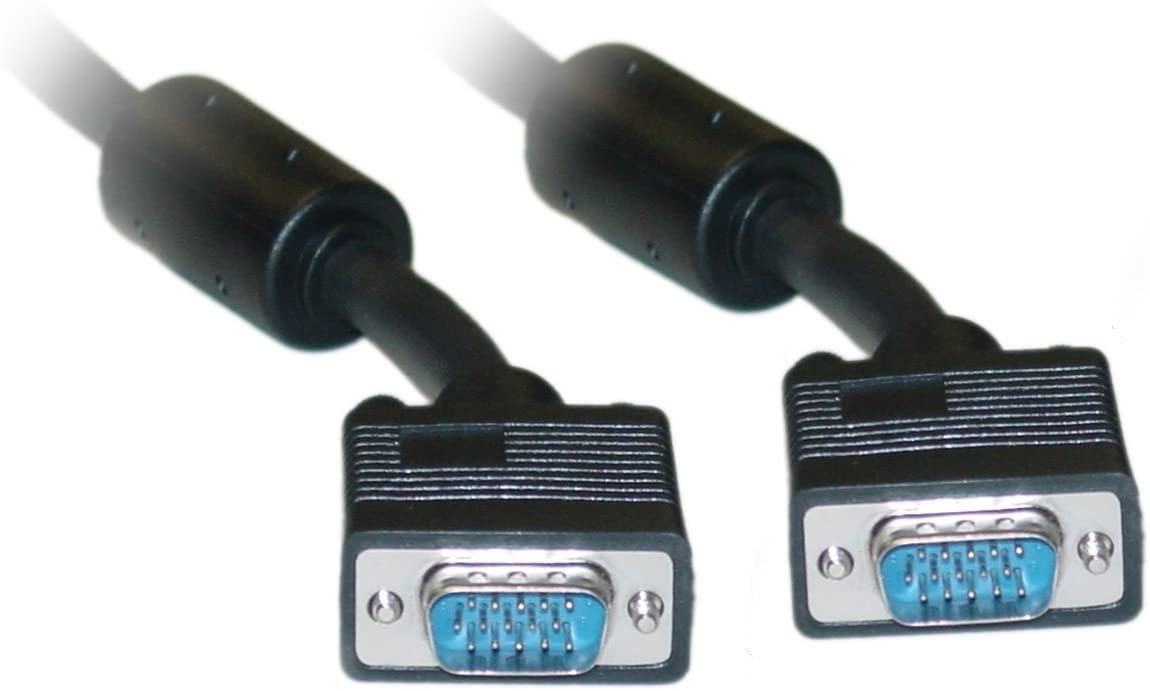 ACL 35 Feet HD15 Male to HD15 Male SVGA Cable with Ferrite Bead Coaxial Construction Double Shielded Black 1 Pack