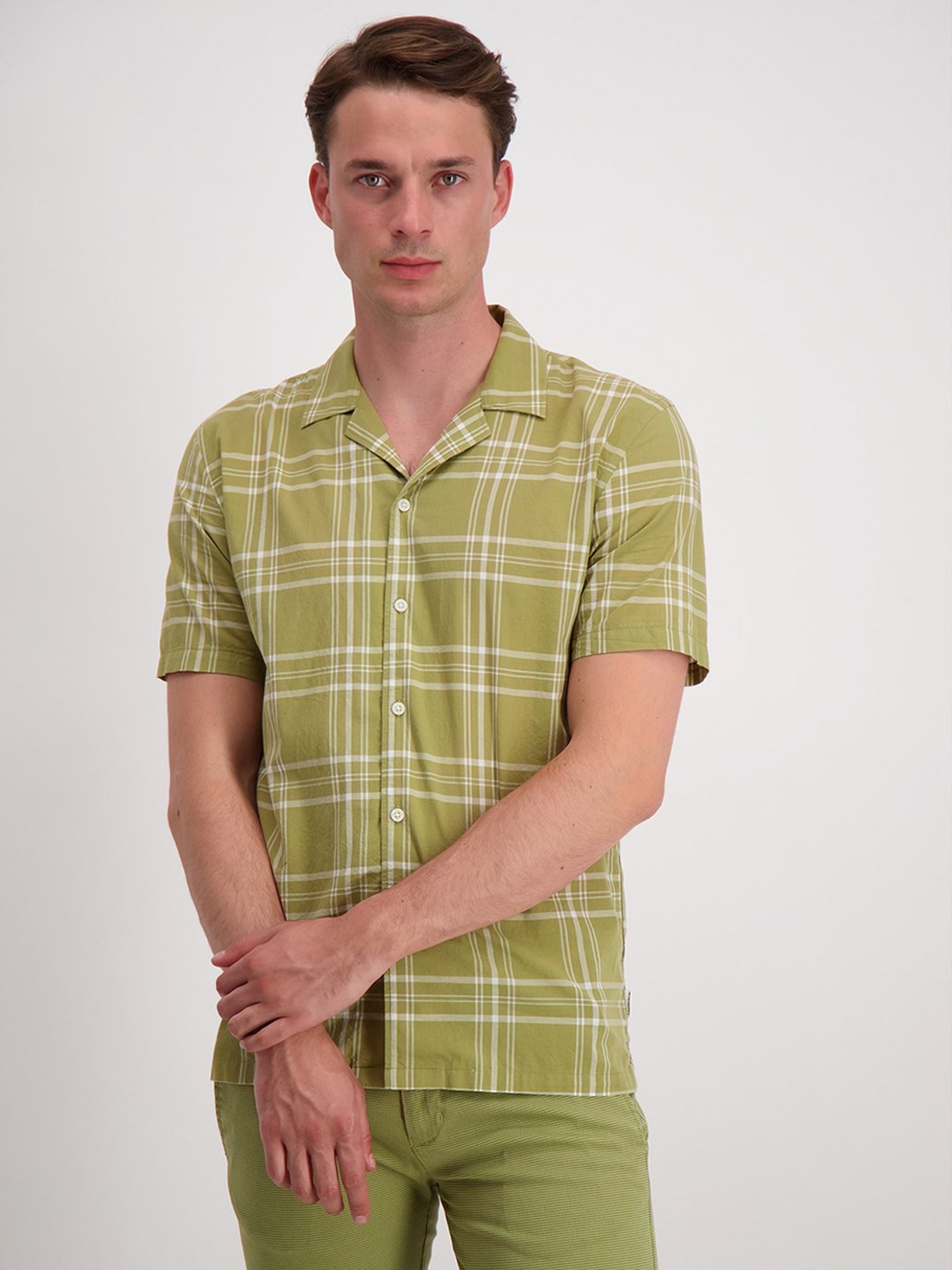 Lindbergh Sage Green Checks Shirt