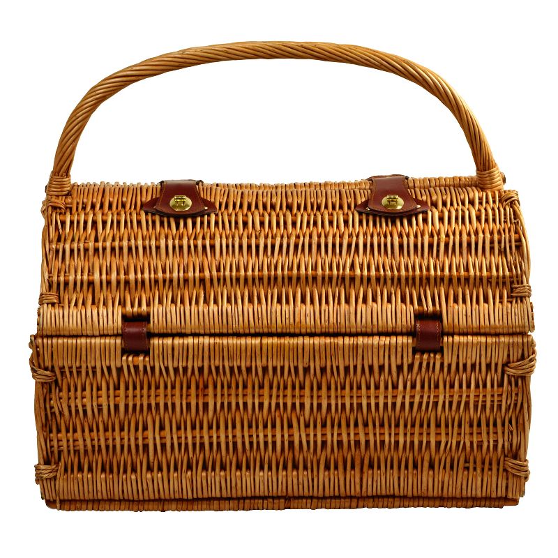 Picnic at Ascot Insulated Picnic Basket/Cooler Fully Equipped with Service for 2 - Trellis Green