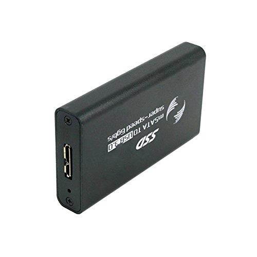 Cablecc Black Color 50mm Mini PCI-E mSATA 6Gbps Solid State SSD to USB 3.0 Hard Disk case Enclosure
