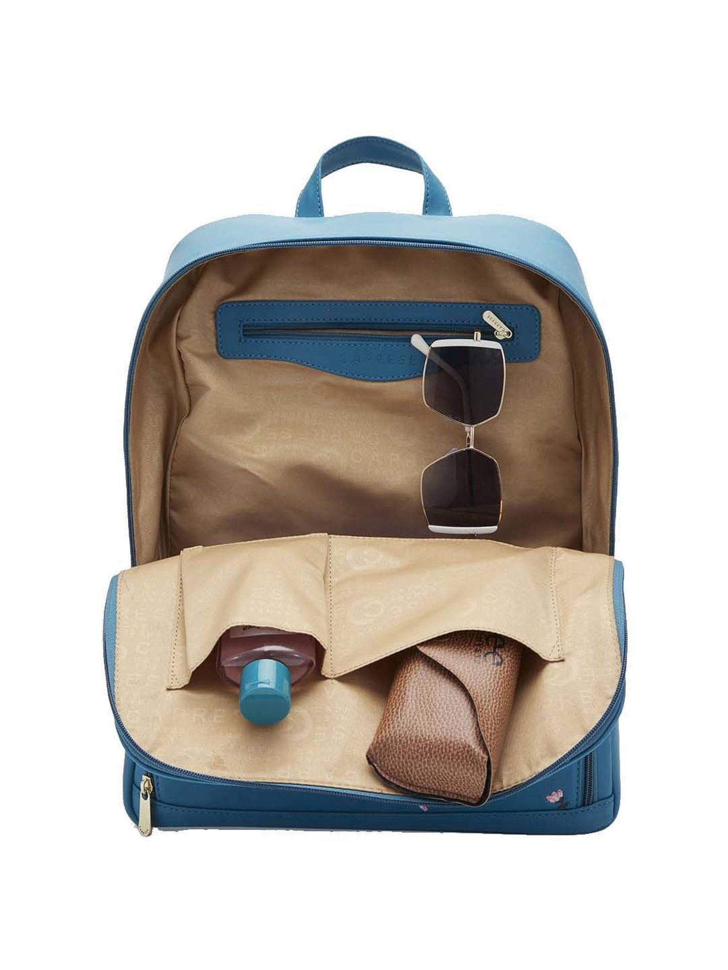 Caprese Adah Blue Embroidered Large Backpack