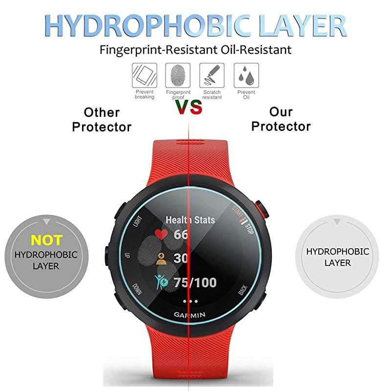 4-Pack for Garmin Forerunner 45 / 45S Screen Protector Tempered Glass for Garmin Forerunner 45S / 45 [2.5D 9H hardness] [Anti-Scratch] [Bubble-Free]