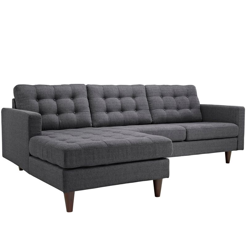 Empress LeftFacing Upholstered Sectional Sofa Gray - Modway
