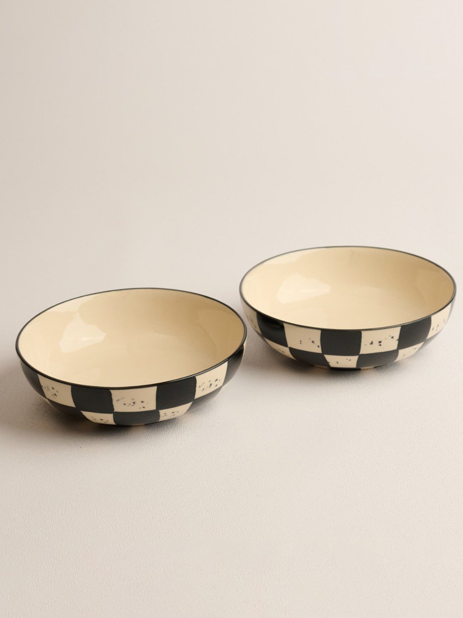 BlackCarrot Black & White Ceramic Dip Bowls Set of 2