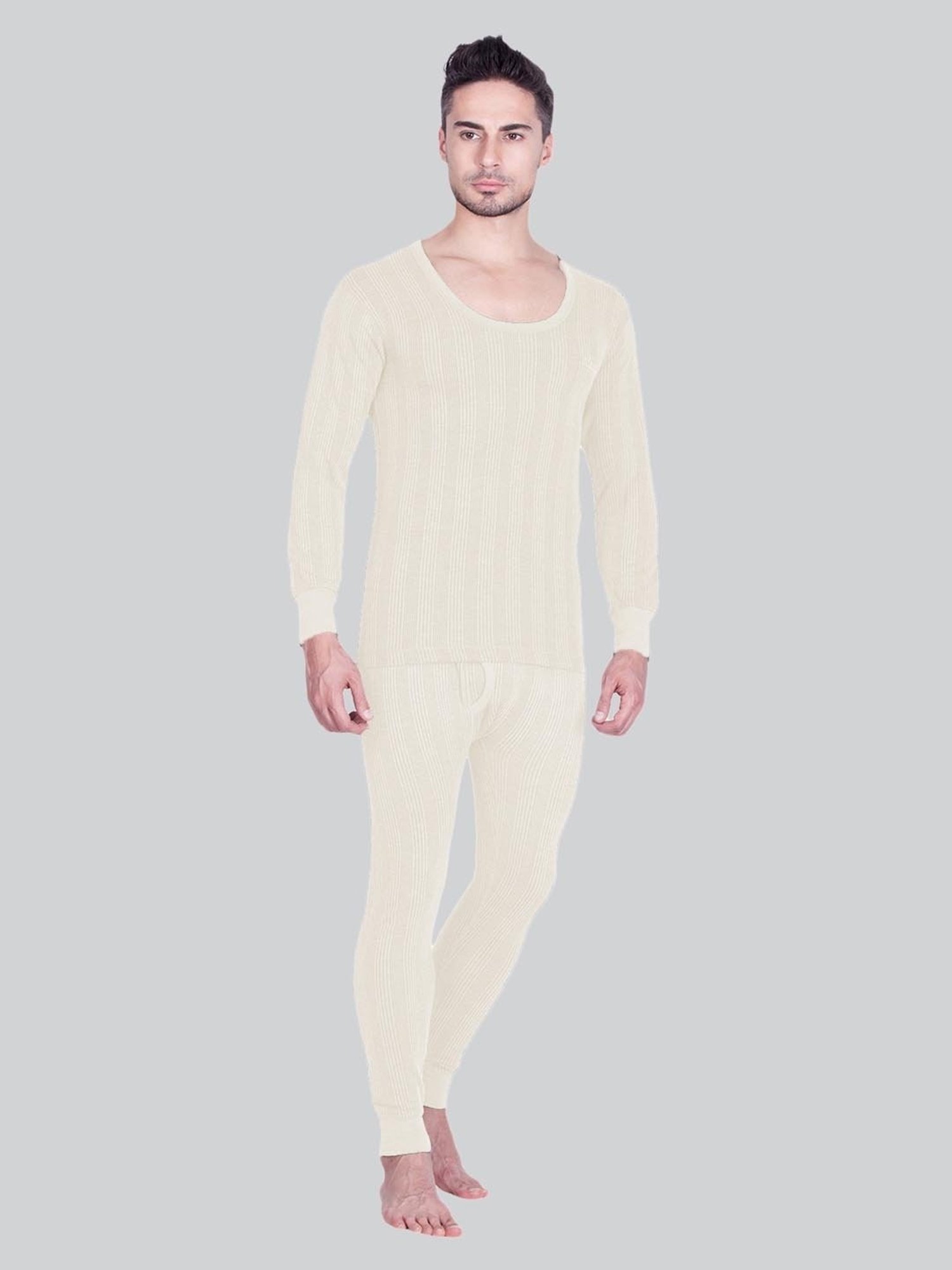 LUX Inferno White Skinny Fit Striped Thermal Top