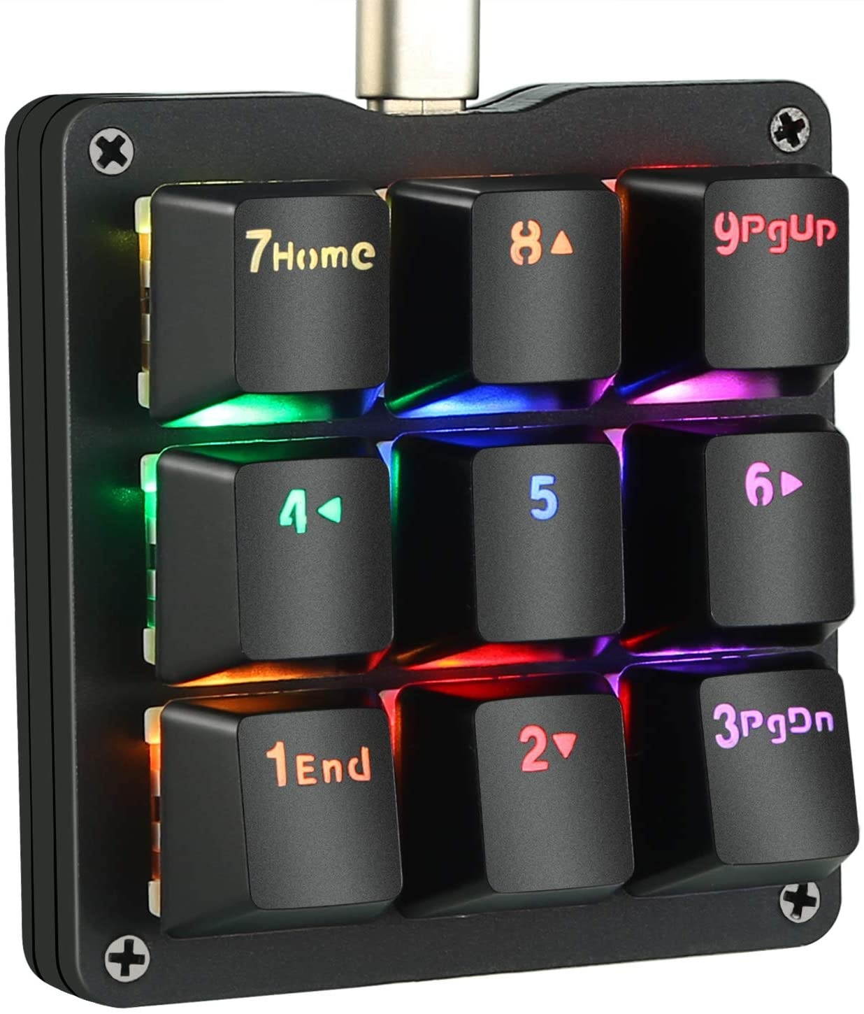 Koolertron One Handed Macro Mechanical Keyboard, RGB LED Backlit Portable Mini One-Handed Mechanical Gaming Keypad OSU! Keyboard 9 Fully Programmable Keys Red Switches