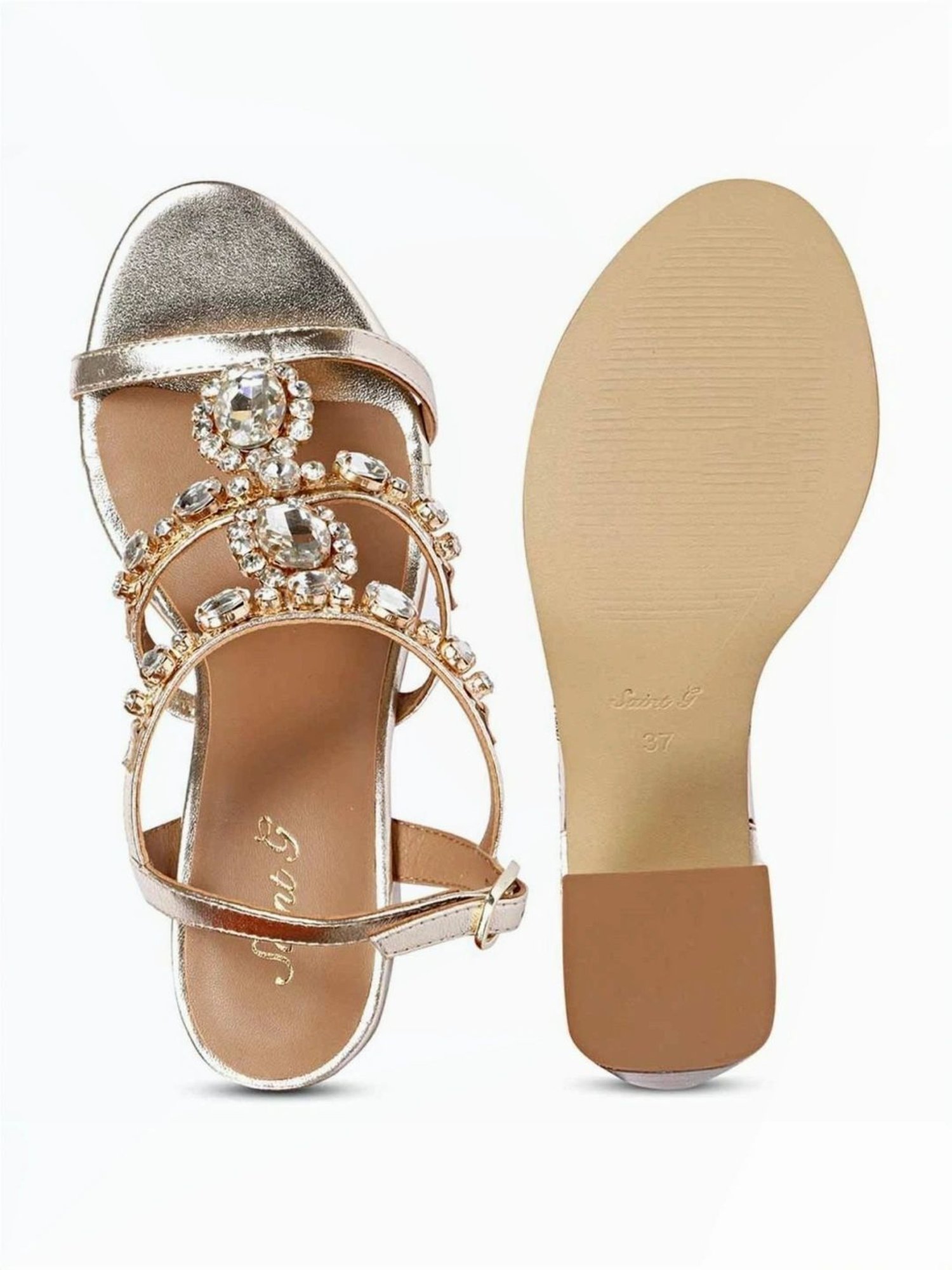 Saint G Women's Adorned Platin Ankle Strap Sandals