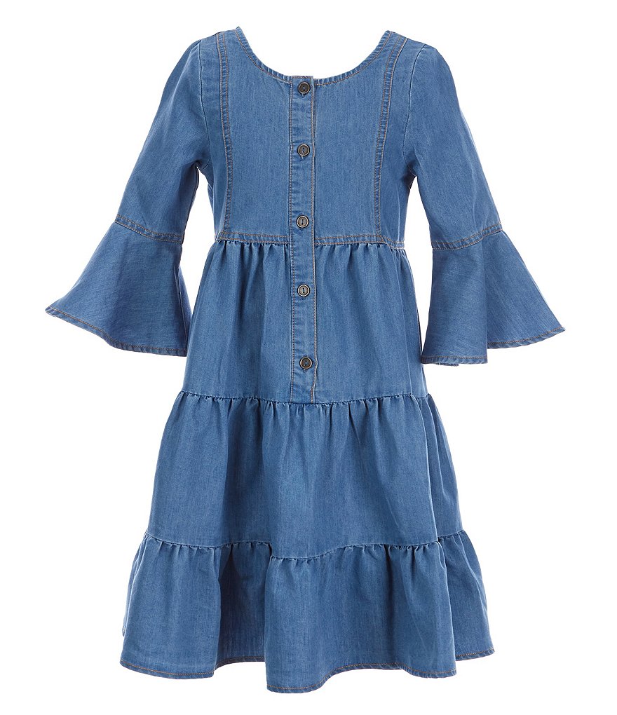 Bonnie Jean Big Girls 7-16 Button Front Tiered Denim Dress