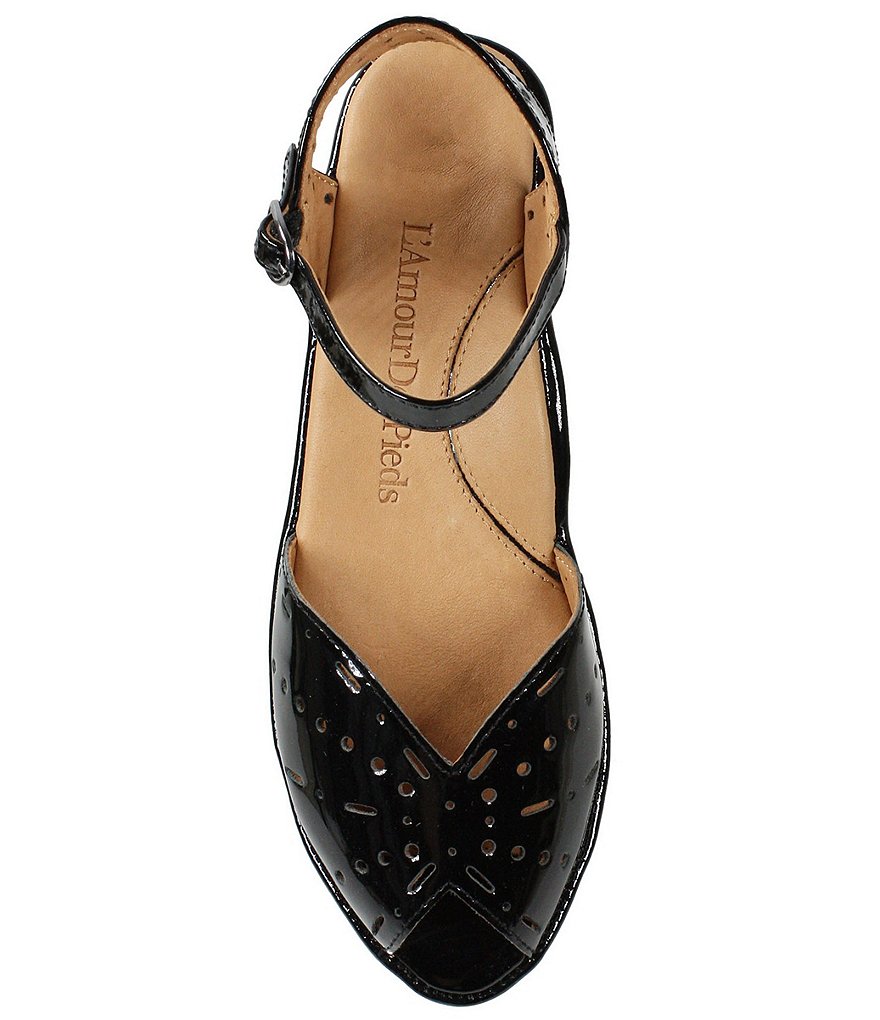 L'Amour Des Pieds Brenn Perforated Patent Leather Sandals