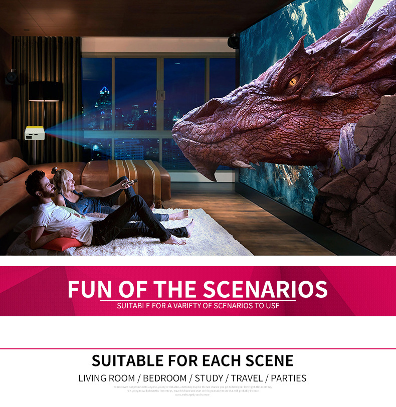 HD 1080P Portable Mini Pico Full Color LED LCD Projector for Children Present, Video TV Movie, Party Game, Outdoor Entertainment with HDMI USB AV Interfaces and Remote Control