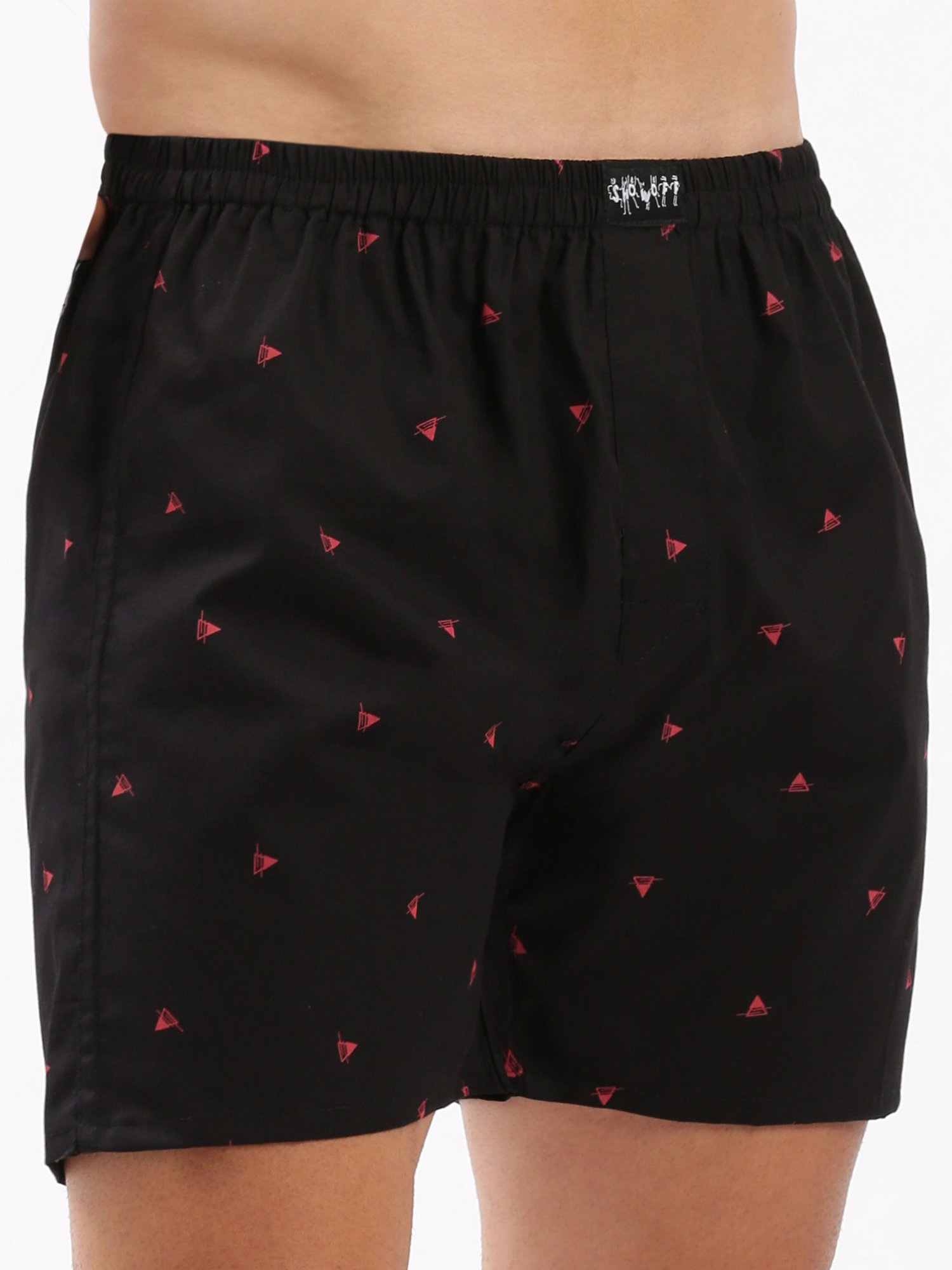 SHOWOFF Black Slim Fit Printed Cotton Boxers