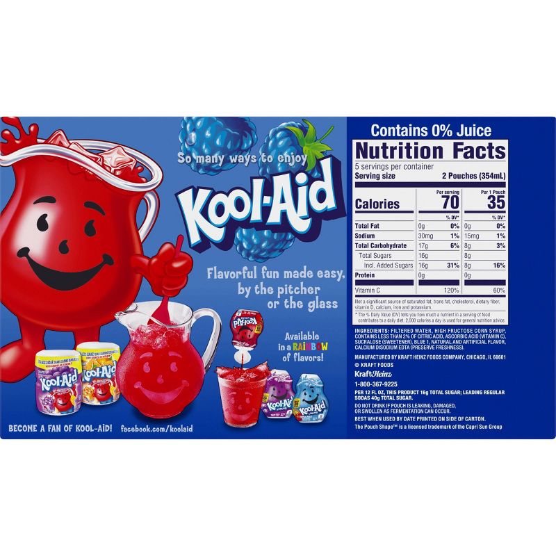 Kool-Aid Jammers Blue Raspberry Juice Drinks - 10pk/6 fl oz Pouches