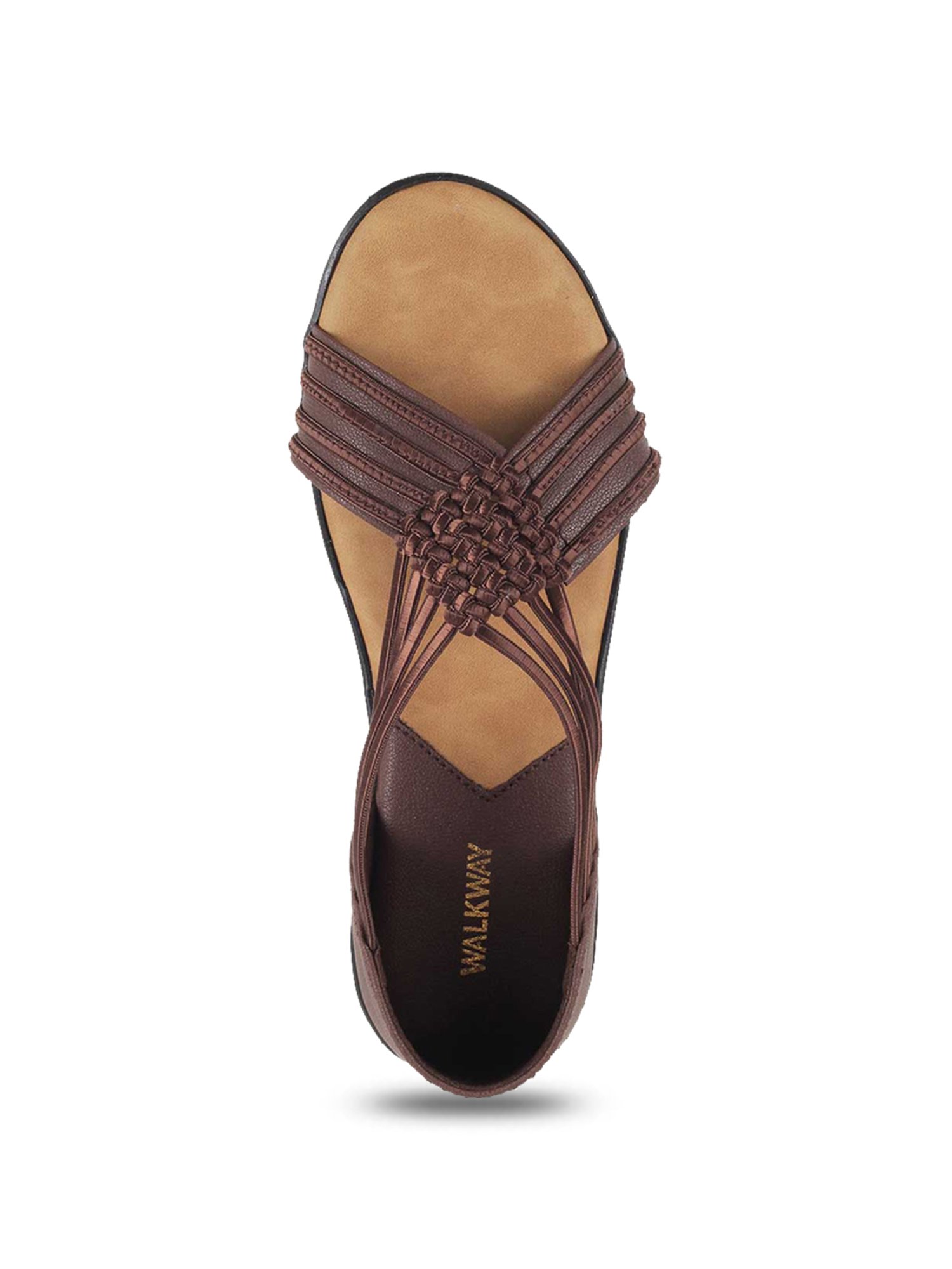 Walkway Women's Brown Cross Strap Sandals