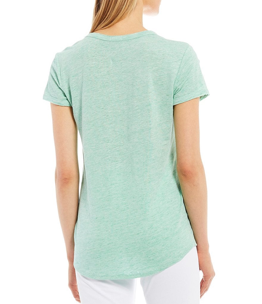 J.McLaughlin Kacey Short Sleeve V-Neck Linen Blend Tee