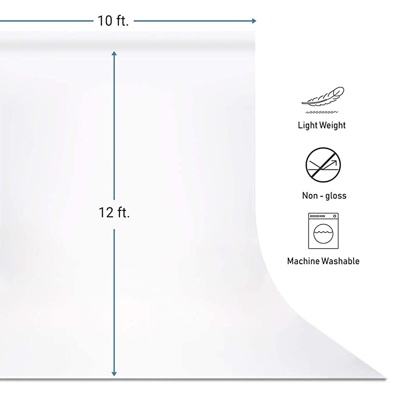 10 ft. X 12 ft. Long Life Time Reusable White Screen Chromakey Photo Video Photography Studio Fabric Backdrop, Background, Pure White Muslin, Photography Studio, JSAG208