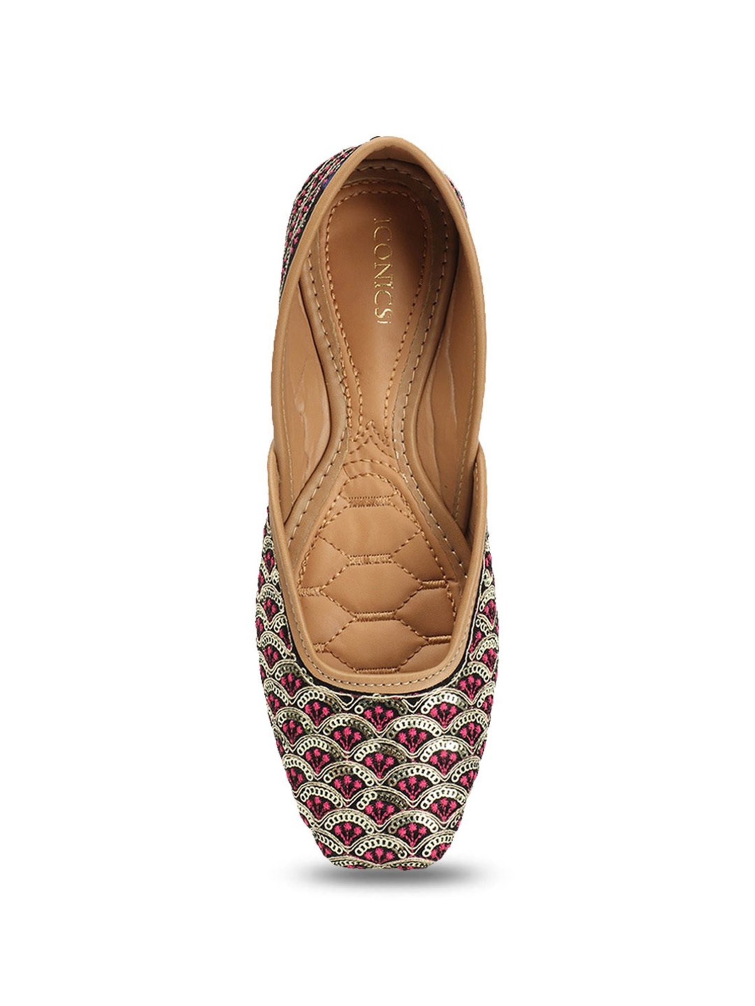 Iconics Women's Pink Ethnic Juttis