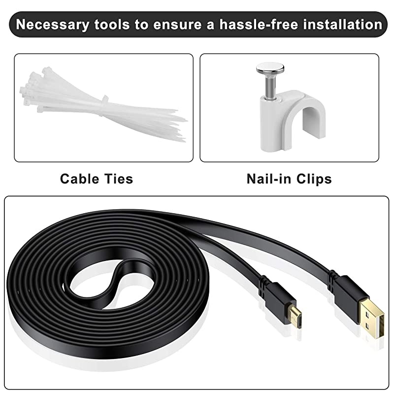 Micro USB Power Cable 20 FT 2 PackFlat Micro USB Charging Power CordCharger for Wyze Cam Pan 25Nest Yi Cam 15Blink XT XT2 Mini Camera 16Furbo DogArlo QZmodoNetvueXbox One Controller