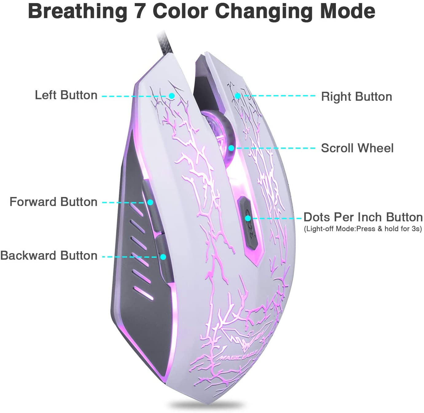 Gaming Keyboard and Mouse Combo, Led Rainbow Backlit Wired Gaming Keyboard and RGB Gaming Mouse, LED 104 Keys USB Ergonomic Wrist Rest Keyboard, 4800 Dots Per Inch 6 Button Mouse - Black