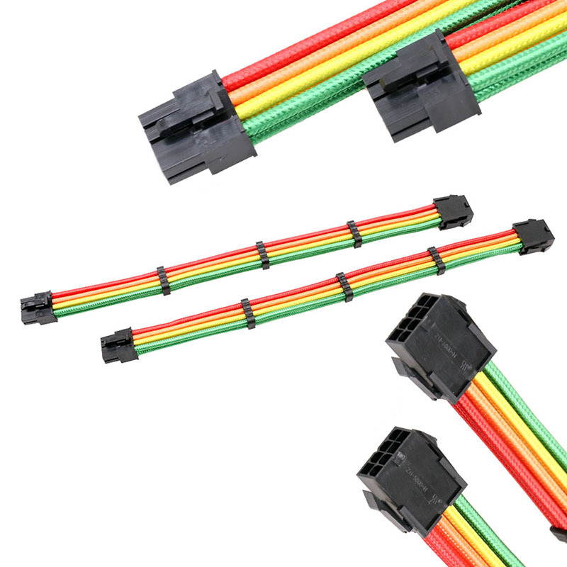 ALAMENGDA 6-in-1 24P/4+4P/6+2P/6P Motherboard ATX Computer power Extension Cable Rainbow Cable, Colorful Suit 300mm