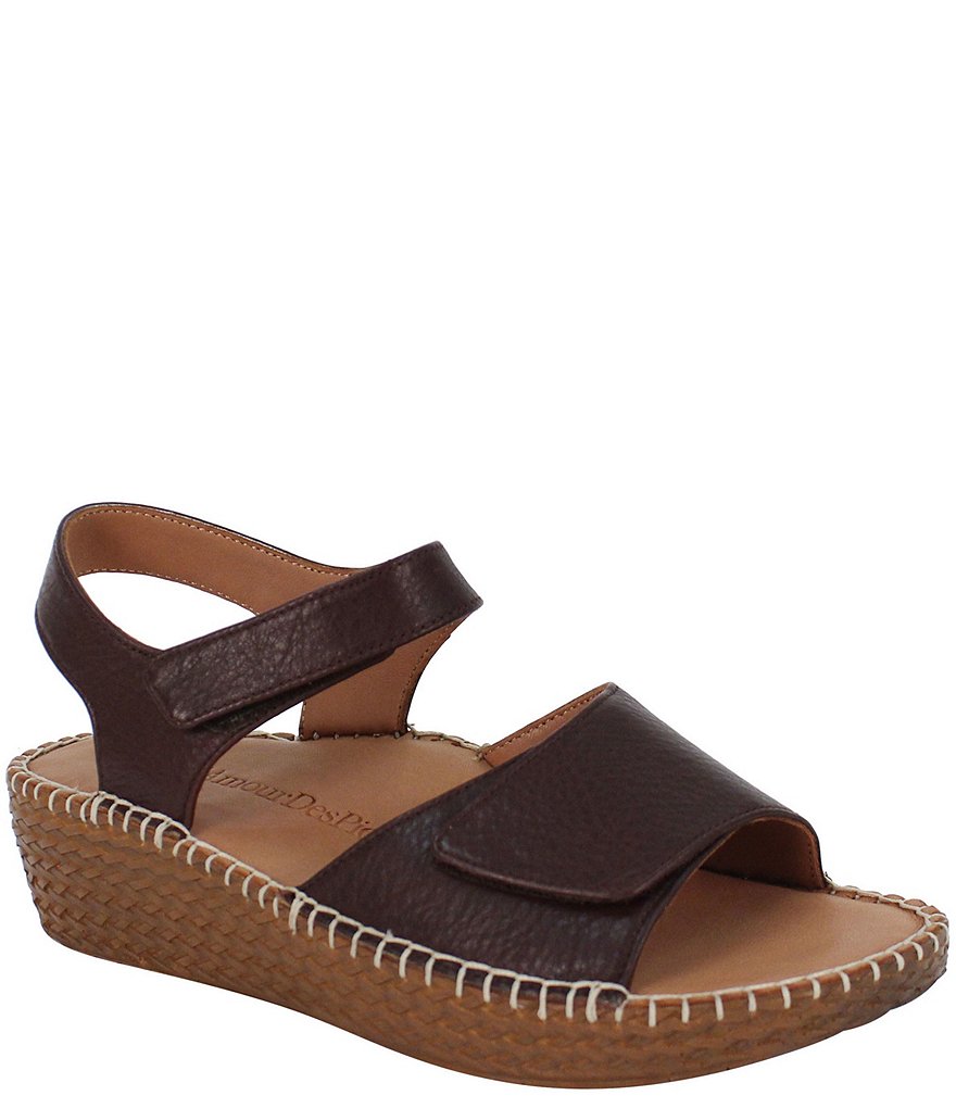 L'Amour Des Pieds Yahya Leather Espadrille Wedge Sandals