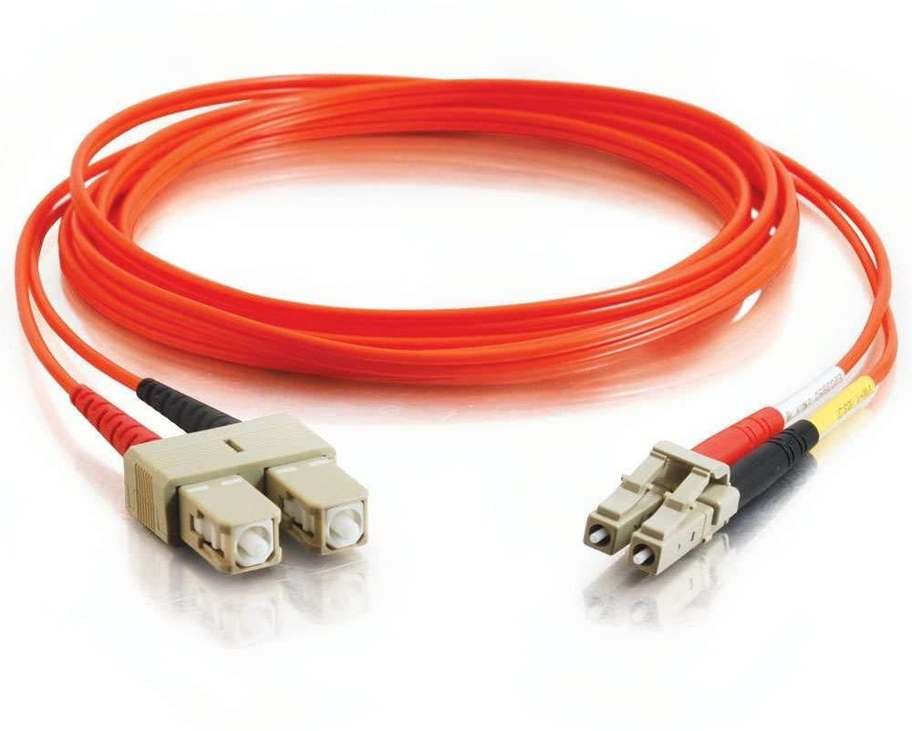 C2G 33118 OM1 Fiber Optic Cable - LC-SC 62.5/125 Duplex Multimode PVC Fiber Optic Cable Orange (19.7 Feet 6 Meters)