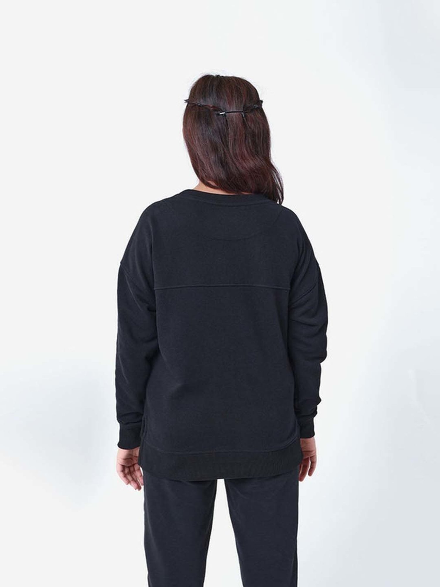 BlissClub Black Relaxed Fit Sports Sweatshirt