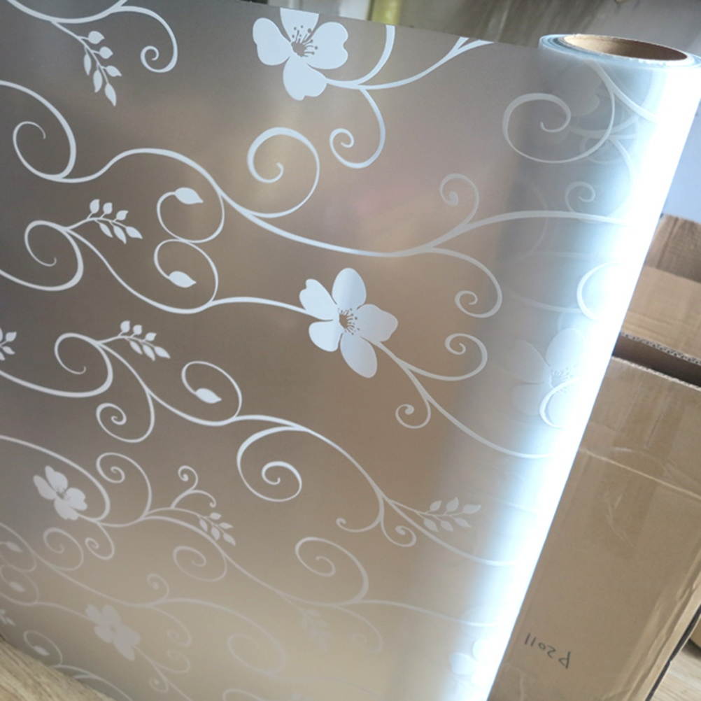 Decorative Self-Adhesive Privacy Window Film Iron Flower Frosted Glass Sticker Window Decals for Bathroom Bedroom Office Kitchen 45x100cm (White)