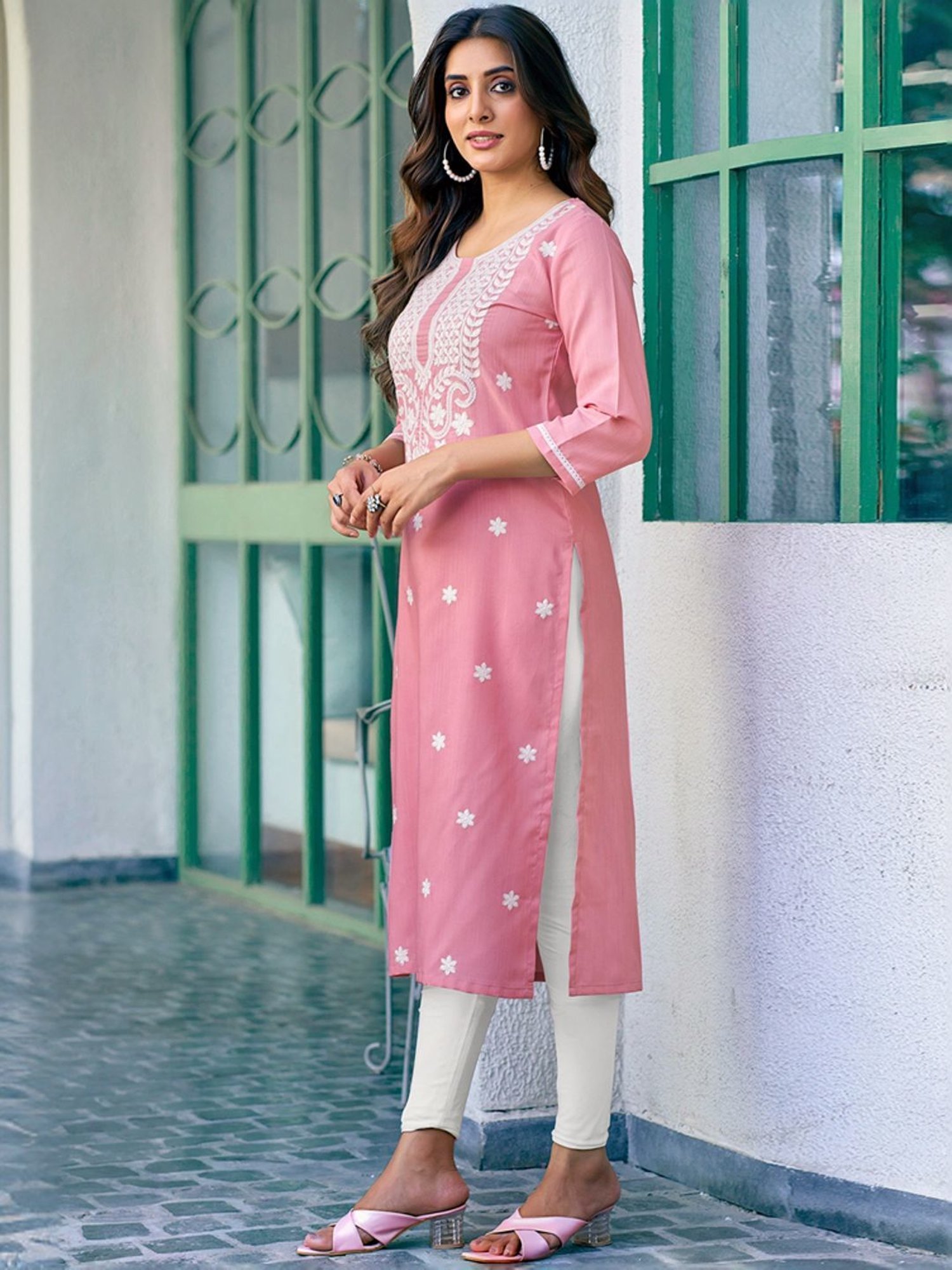 Saffron Threads Black Printed Straight Kurta