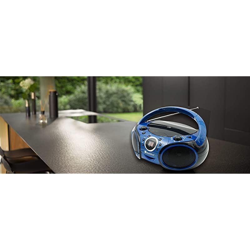 030B CD, CD-R/RW Boombox Portable/w Bluetooth Player AM/FM Radio Aux Input, Headset Jack, Foldable Carrying Handle (Starlight Blue)