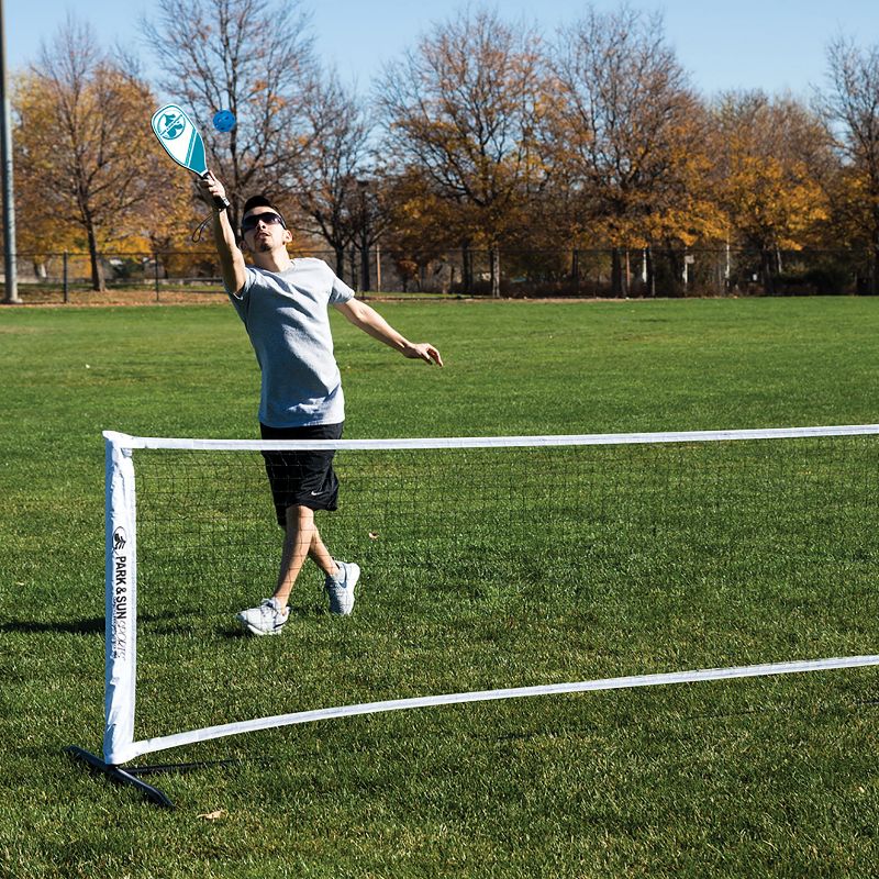 Park & Sun Sports 21 Inch Portable Pickleball and Tennis Play Outdoor Game Net & Set with 2 Paddles, 3 Plastic Balls, and Carrying Travel Case