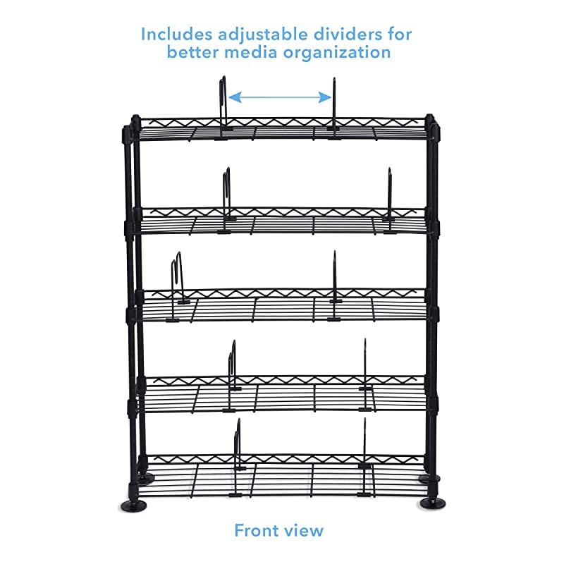 Maxsteel 5 Tier Shelving Heavy Gauge Steel Wire Media Shelving for 275 CDs152 DVDs Bluray or Games PN3010 in Black