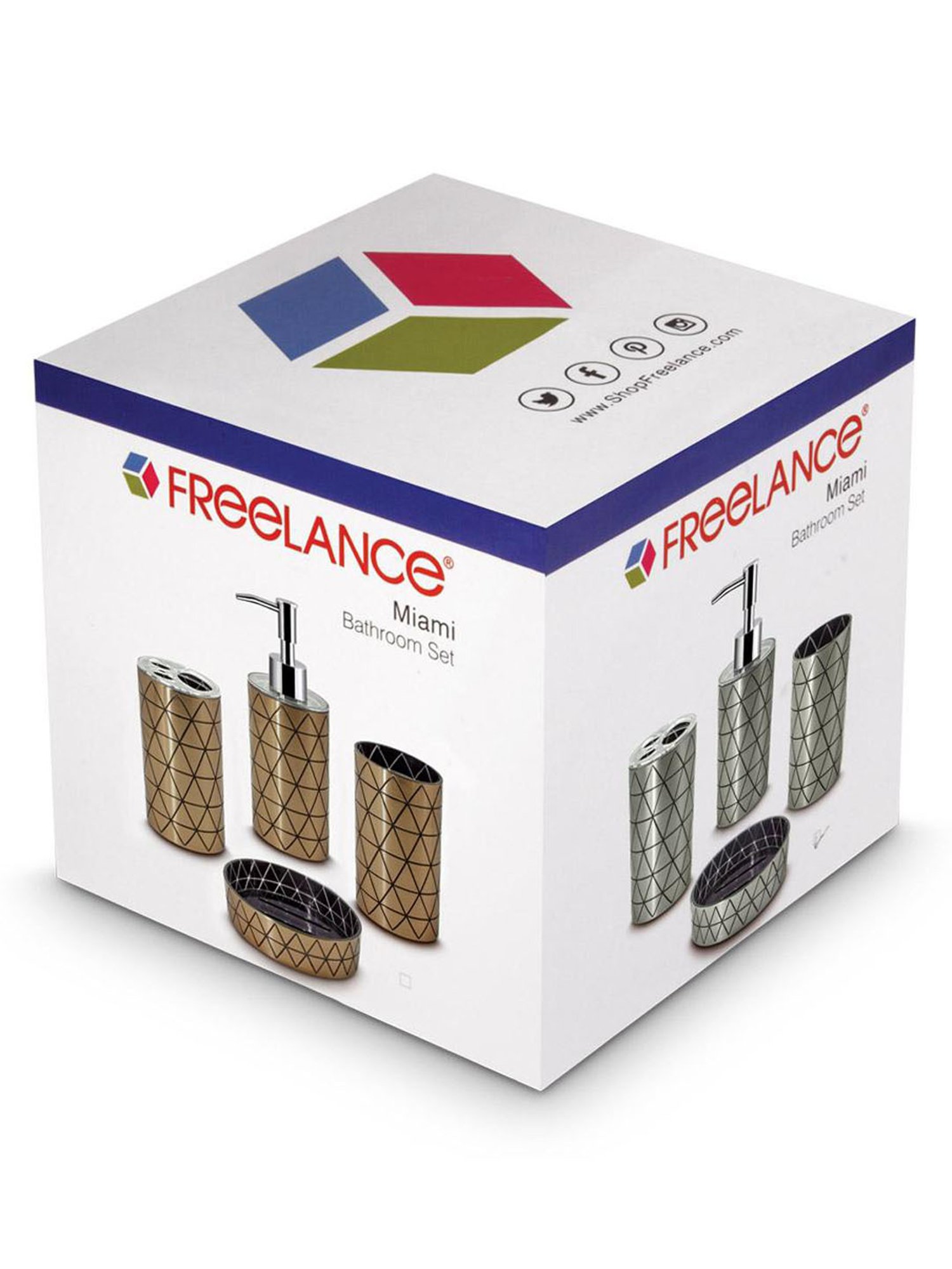 Freelance Silver Polyresin Set of 4 Bathroom Accessories