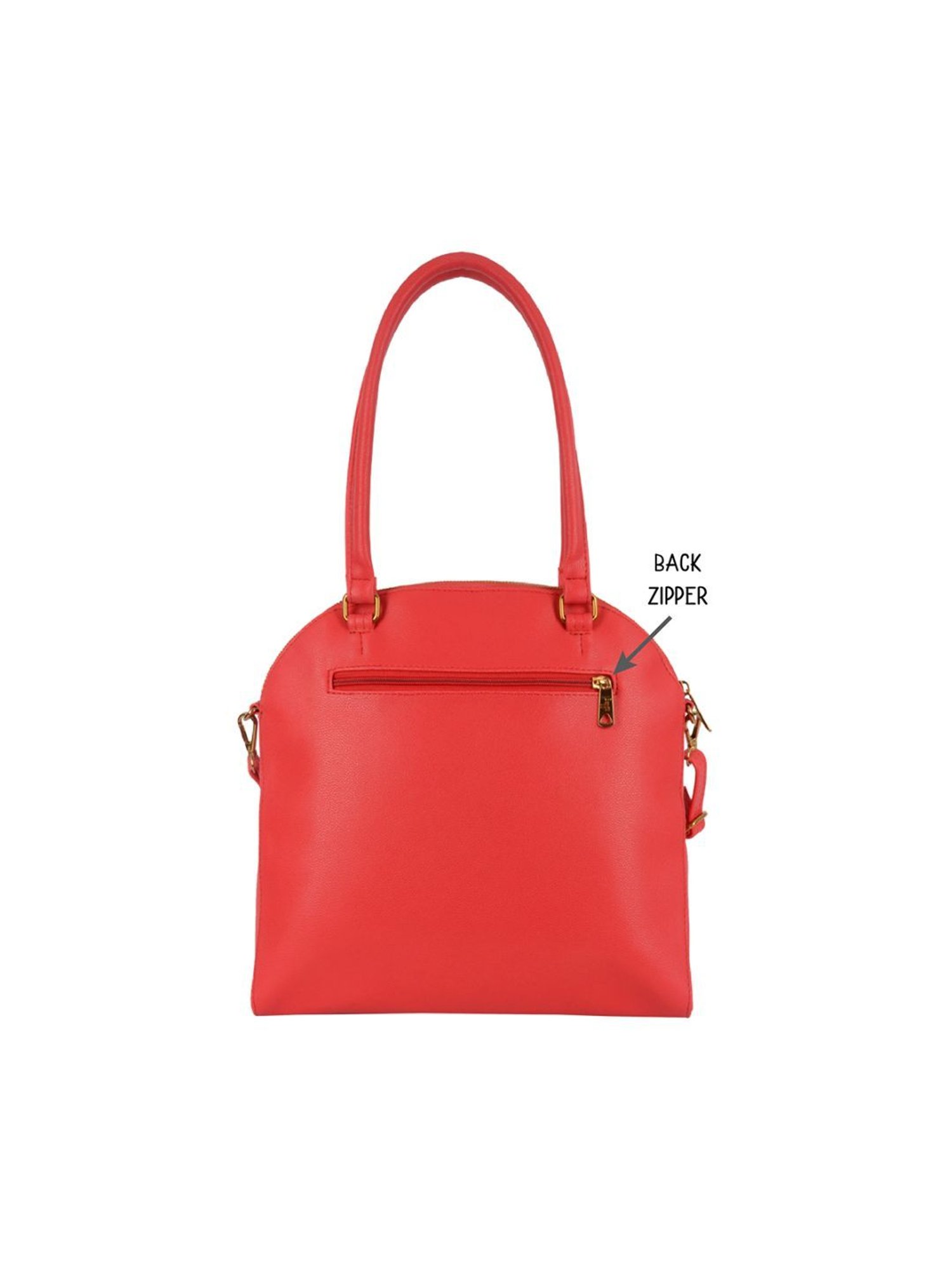 Baggit Leona Sprinkle Red PU Solid Bowler Shoulder Handbag