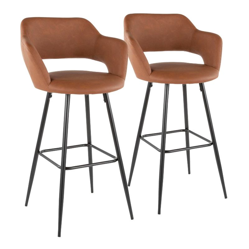 Set of 2 Margarite Contemporary Barstools Faux Leather Dark Brown - LumiSource