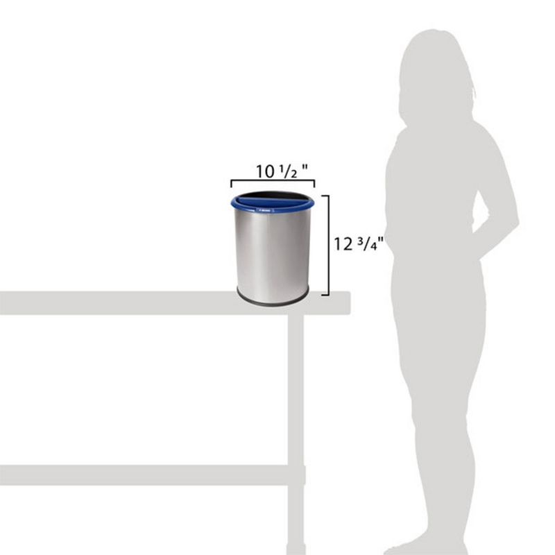 Commercial Zone Stainless Steel 3.2 Gallon InnRoom Trash Can, Recycler, and Waste Bin Container with Galvanized Half Moon Design